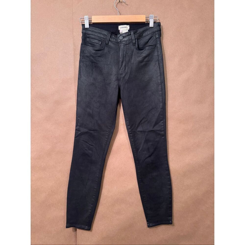 L’Agence Margo High Rise Skinny Black Coated Jeans